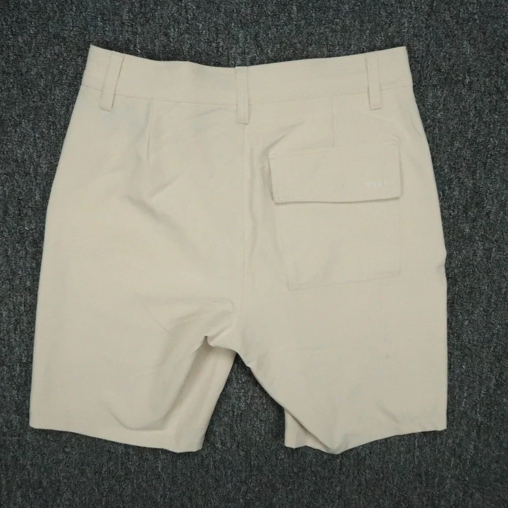 BYLT Shorts Mens Small Khaki Tan Kinetic Flat Front Zip Pocket Stretch Golf